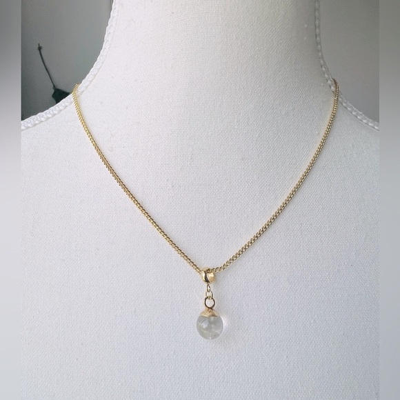 Dainty 18kt Gold Plated Curb Chain with Crystal Quartz - Picture 1 of 7